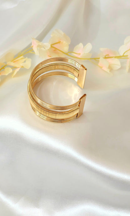 Gold-Plated Classic Textured Cuff Bracelet