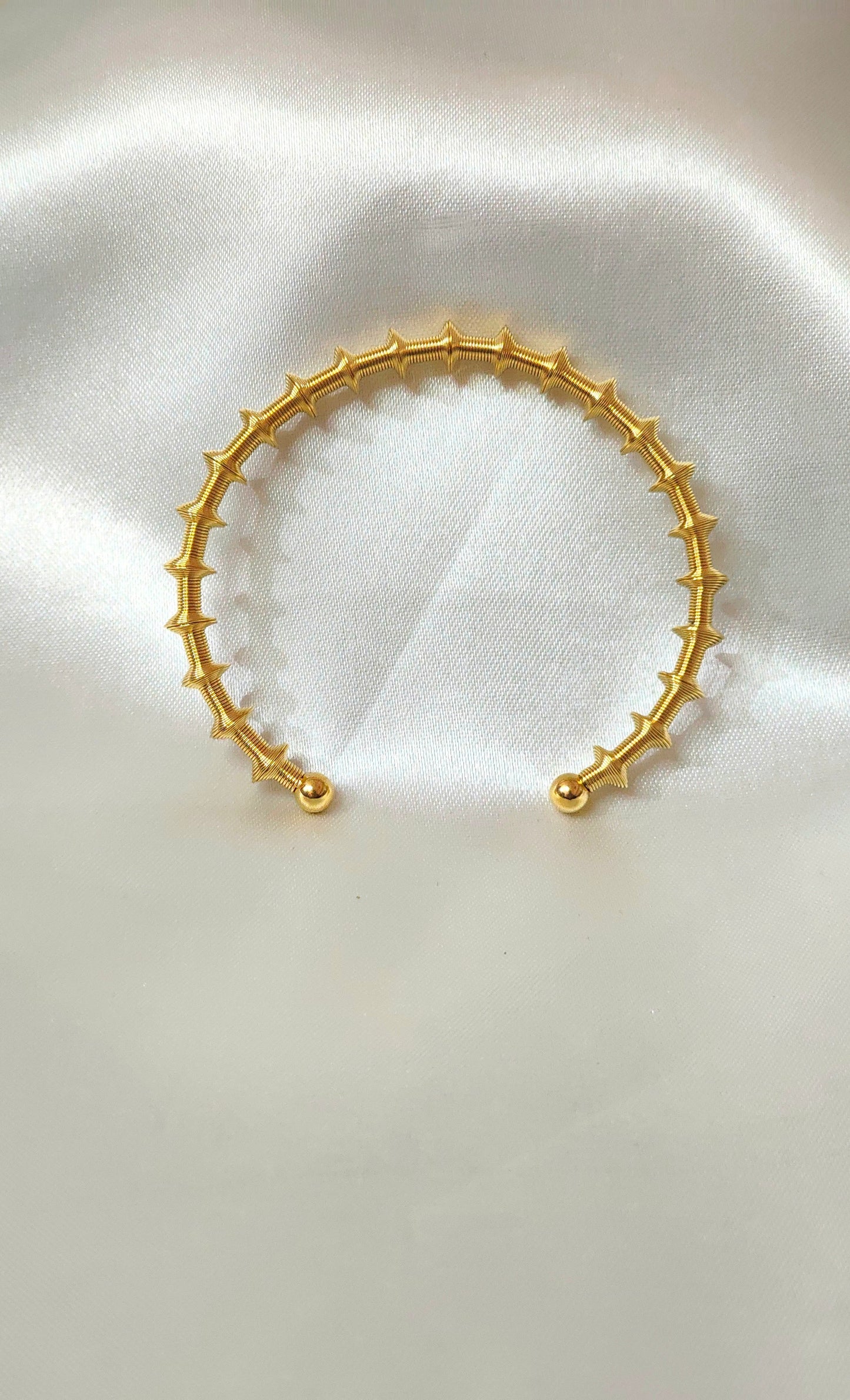Antitarnish Gold-Plated Textured Open Cuff Bracelet