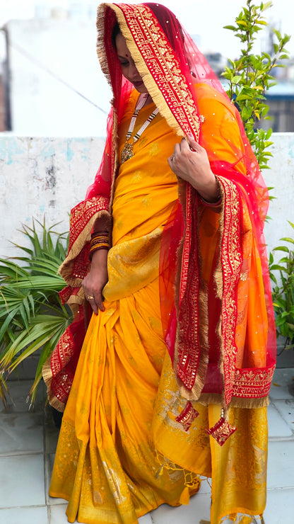 Red Net Sanskrit Embroidered Dupatta – Perfect for Bridal, Wedding & Festive Wear