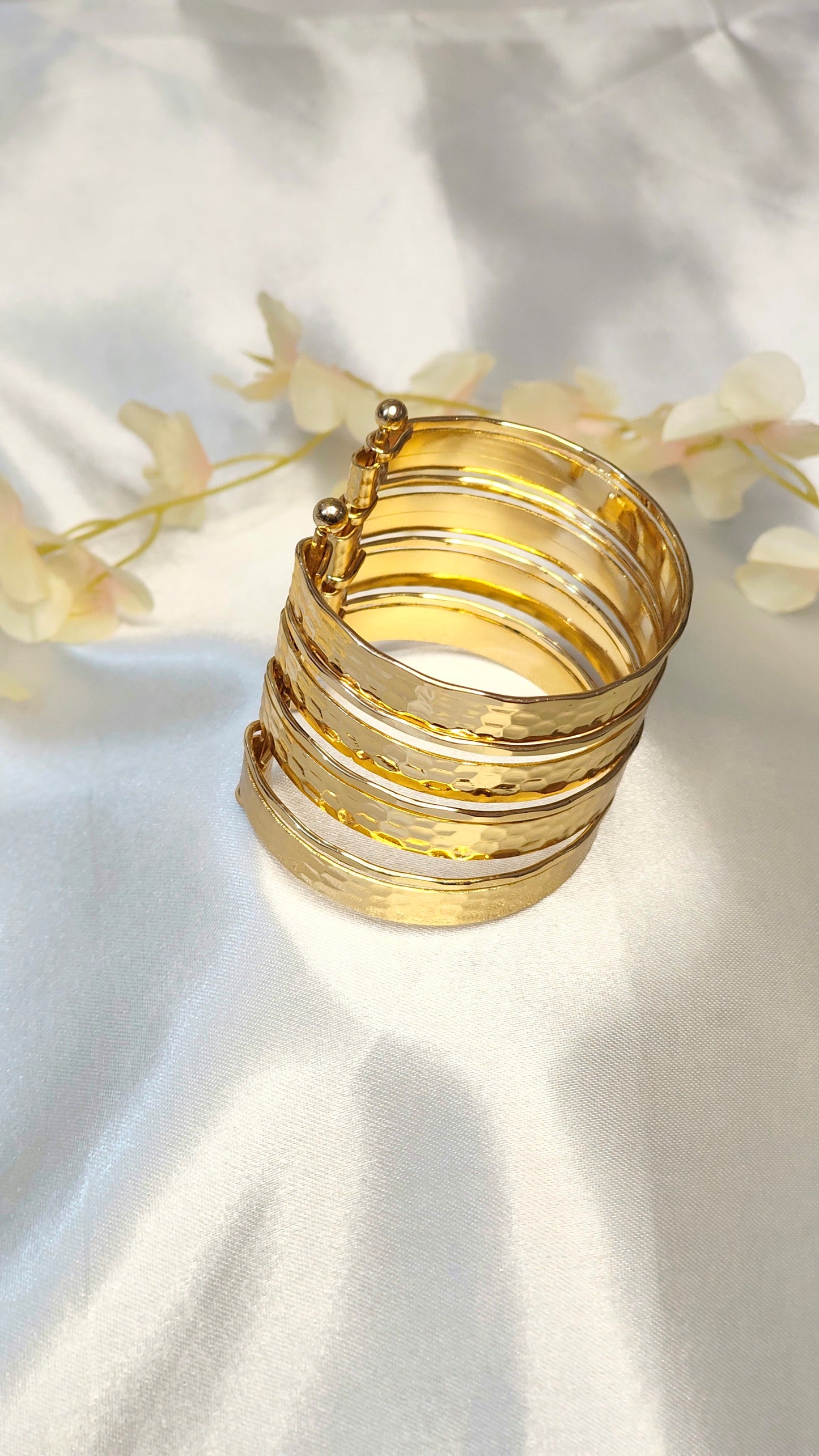 Hammered Gold-Plated Cuff Bracelet for Women