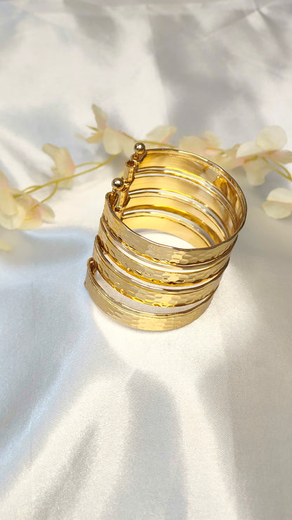 Hammered Gold-Plated Cuff Bracelet for Women