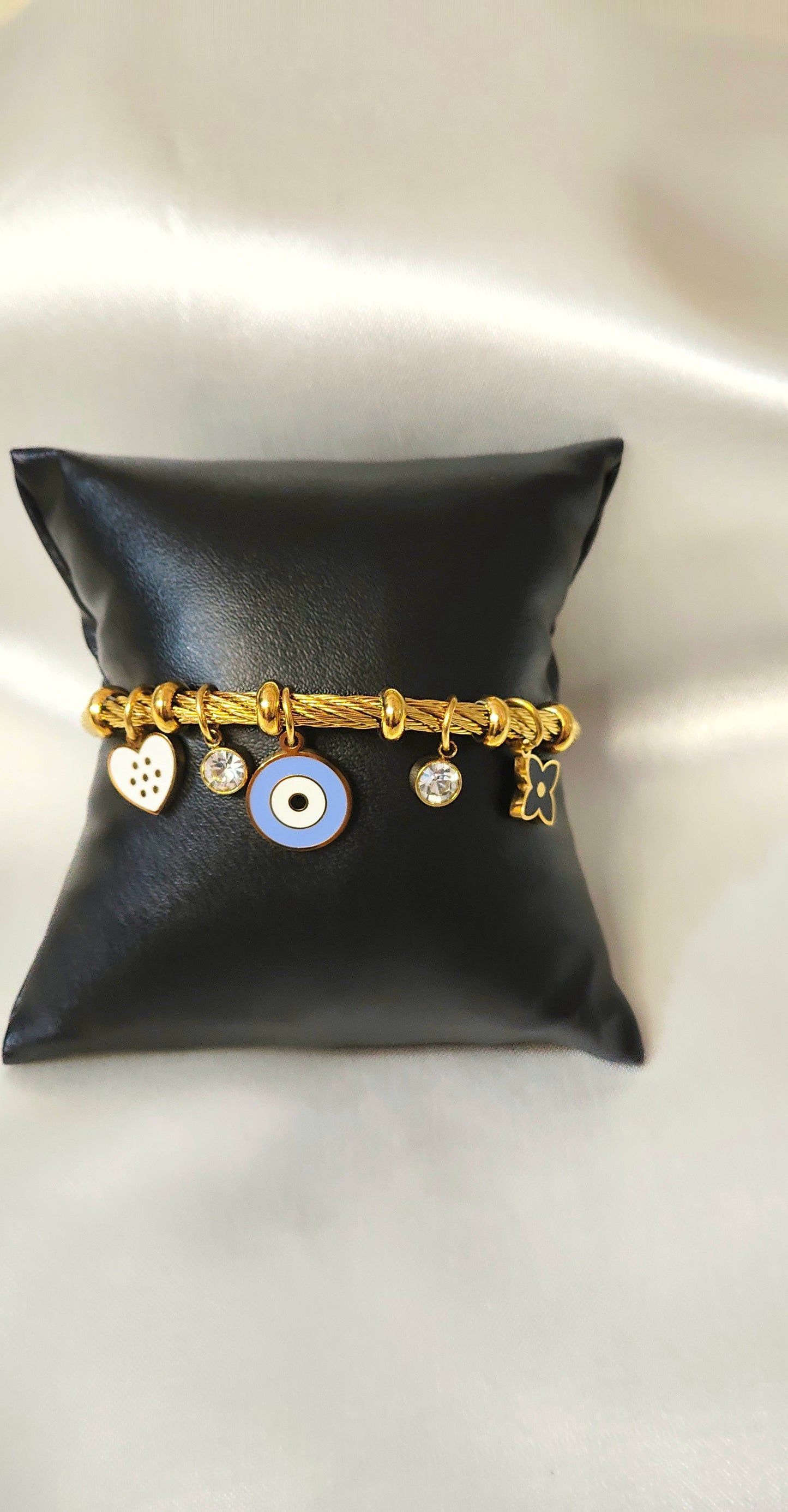 Antitarnish 18K Gold-Plated Evil Eye Charm Bracelet