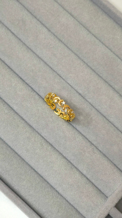 Star & moon pattern anti tranish gold plated ring