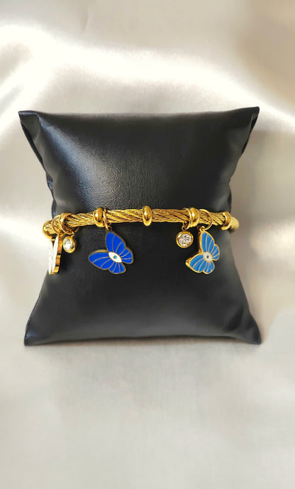 Antitarnish 18K Gold-Plated Butterfly Charm Bracelet