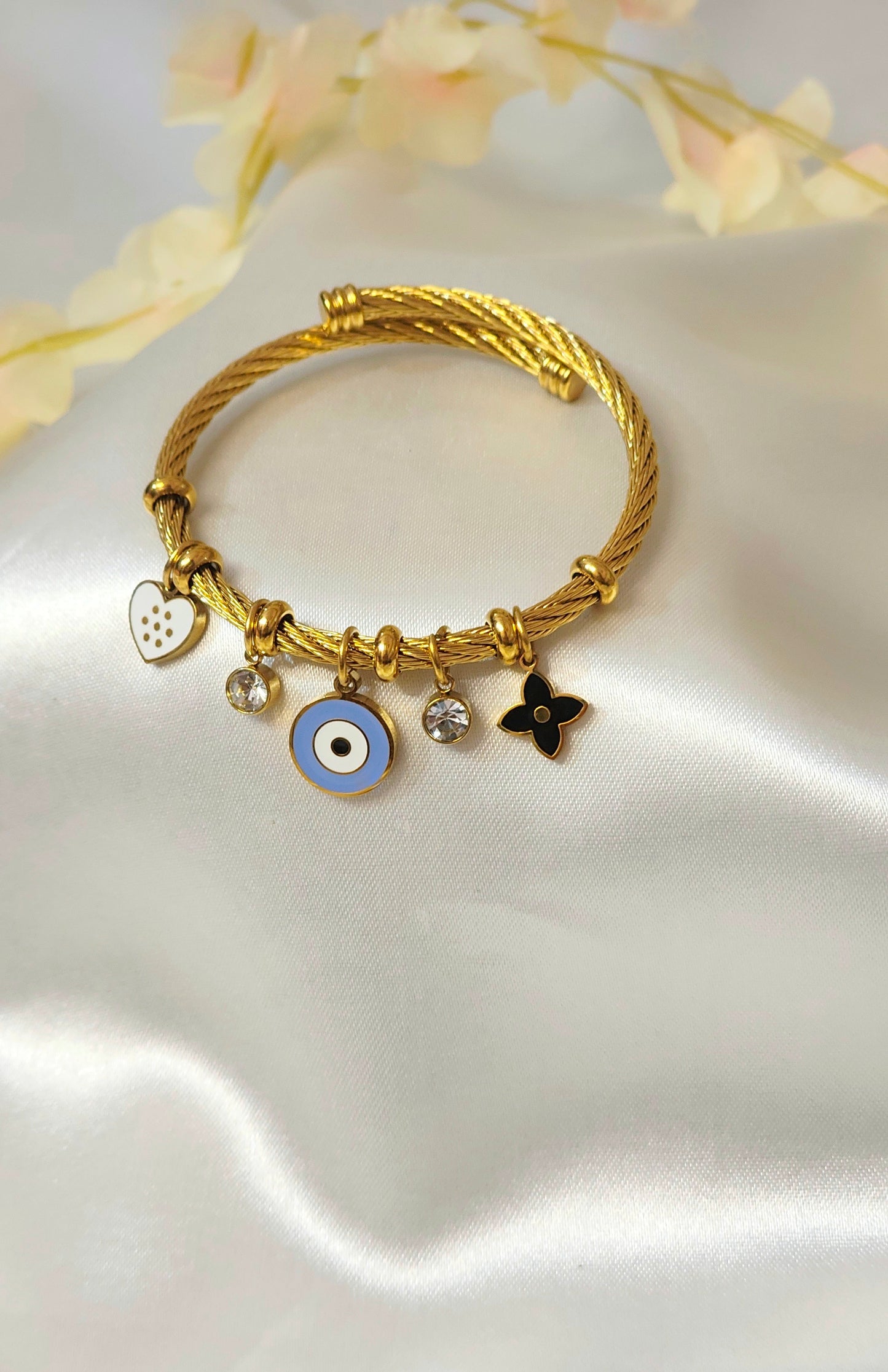 Antitarnish 18K Gold-Plated Evil Eye Charm Bracelet