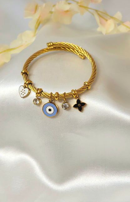 Antitarnish 18K Gold-Plated Evil Eye Charm Bracelet