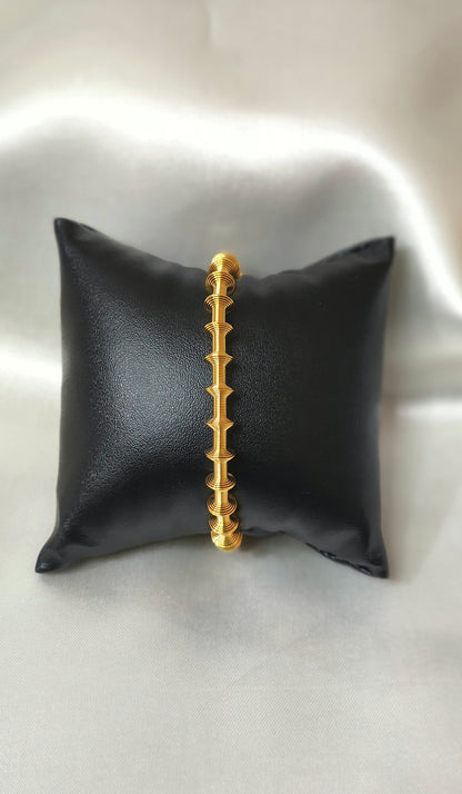 Antitarnish Gold-Plated Textured Open Cuff Bracelet