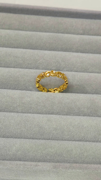 Star & moon pattern anti tranish gold plated ring