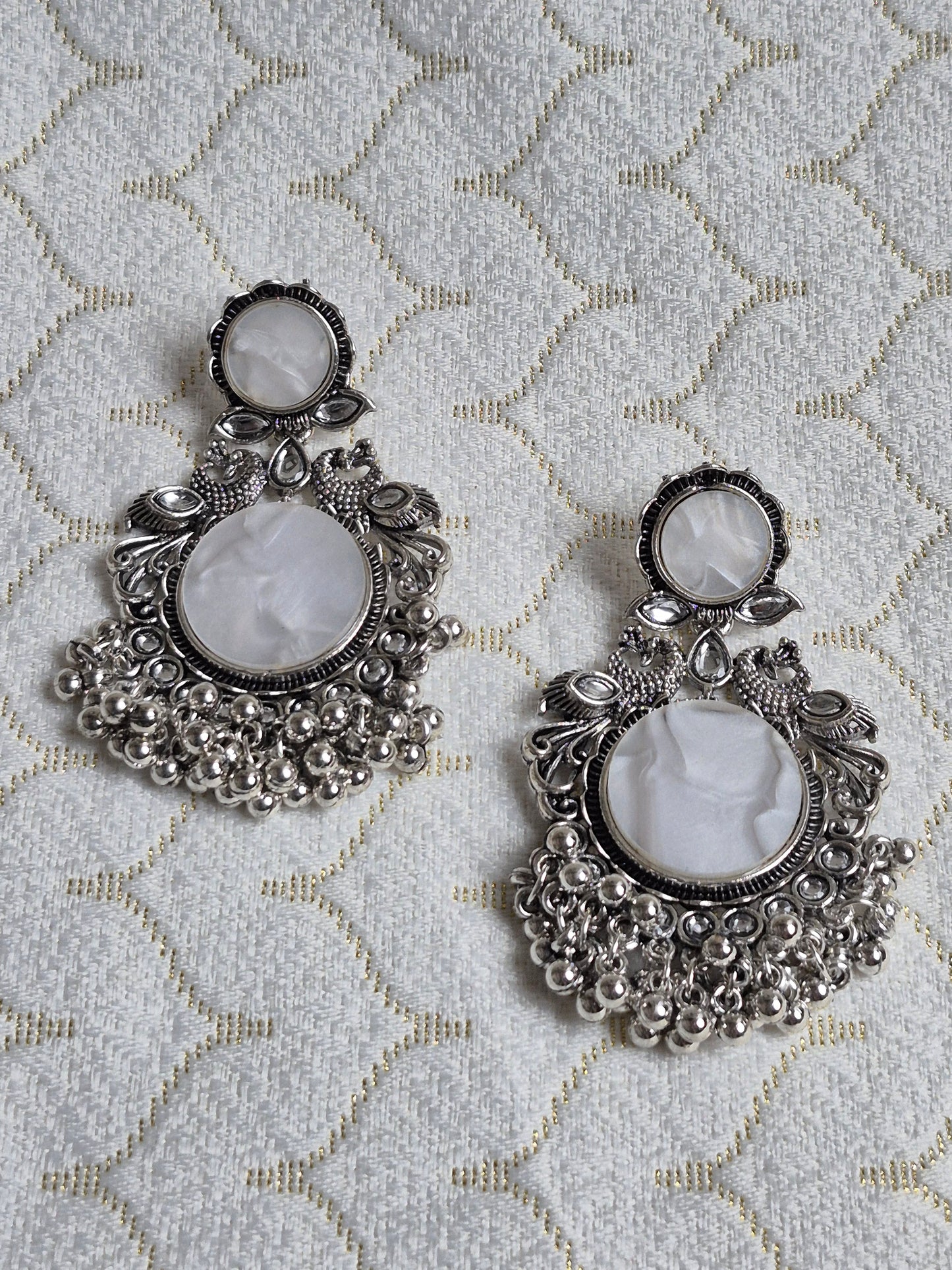 Antique Silver Oxidized Jhumka – Ethnic Peacock Design