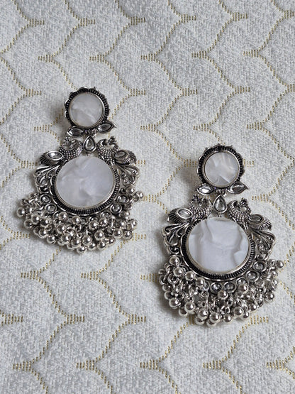 Antique Silver Oxidized Jhumka – Ethnic Peacock Design