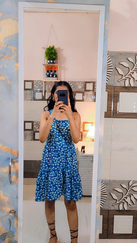 Stunning Blue Floral Midi Dress - Perfect for Every Occasion