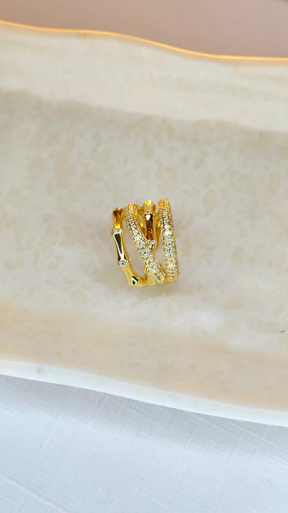 Anti-Tarnish 18k Gold plated Bamboo Statement Ring