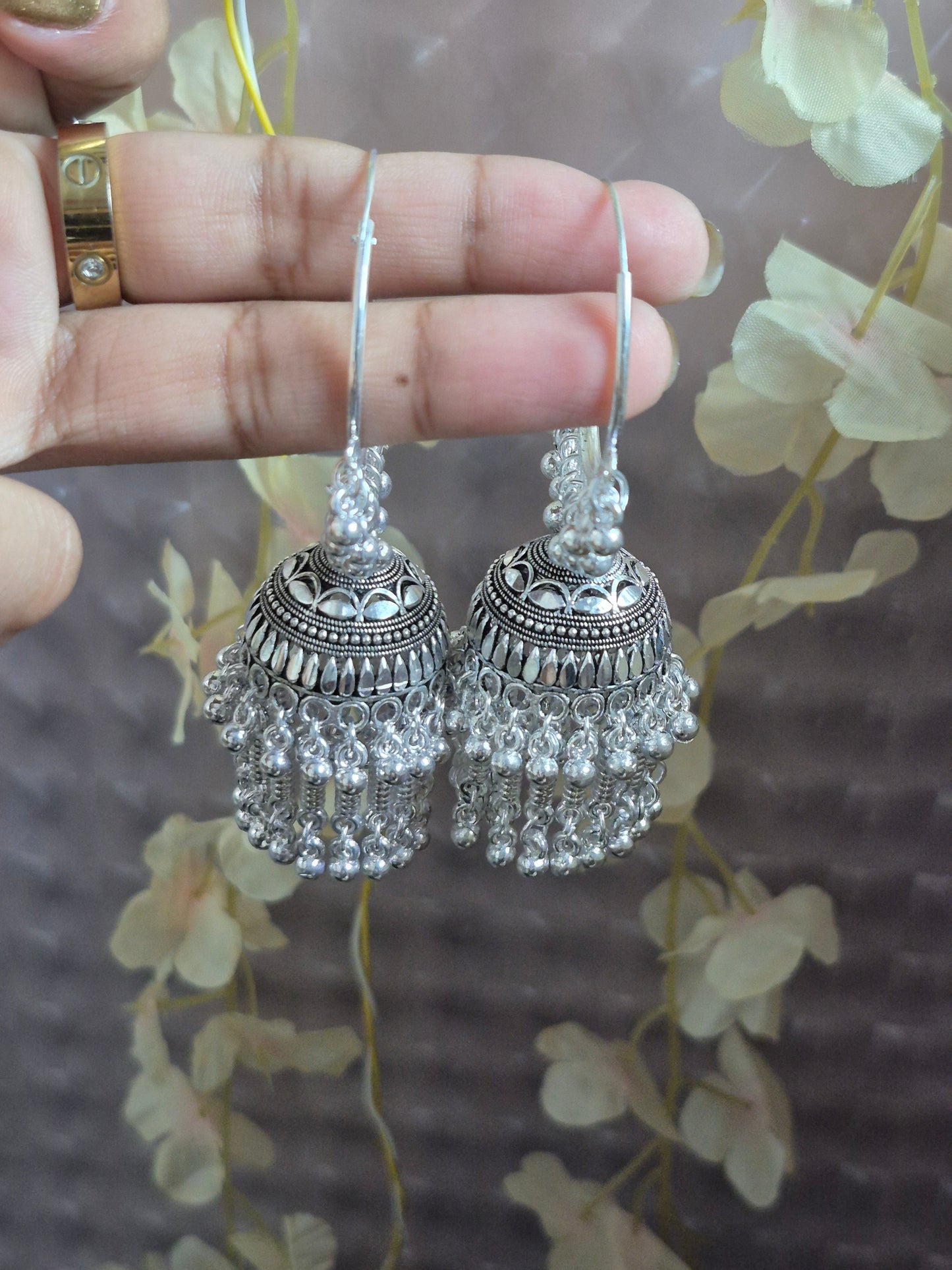 Silver Oxidized Hoop Jhumka – Traditional Design for Ethnic Wear