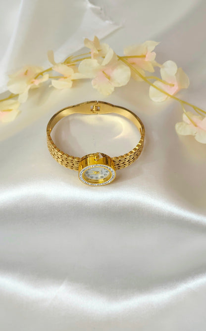 Elegant 18k Gold-Plated Bracelet Watch for Women