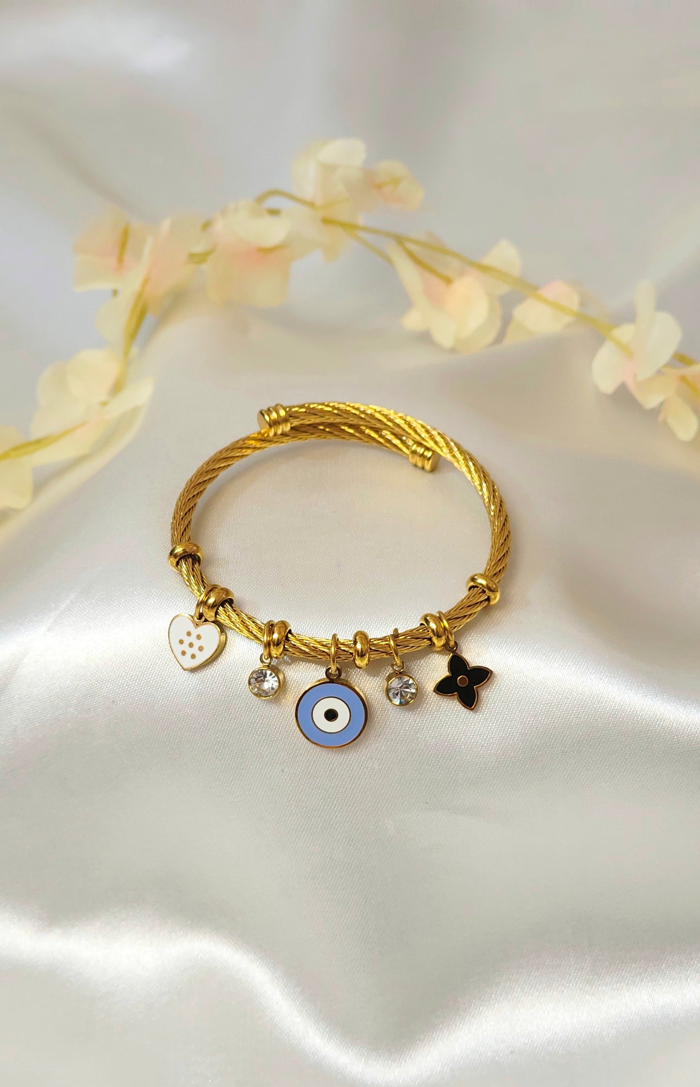 Antitarnish 18K Gold-Plated Evil Eye Charm Bracelet