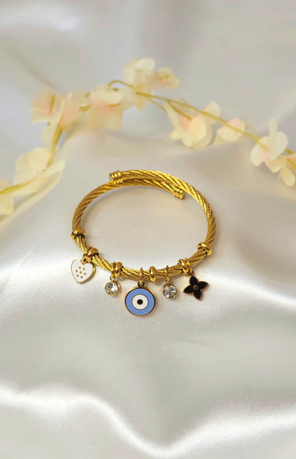 Antitarnish 18K Gold-Plated Evil Eye Charm Bracelet