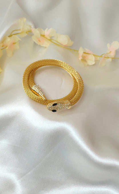 Serpent Motif  Gold-Plated Bracelet