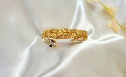 Serpent Motif  Gold-Plated Bracelet