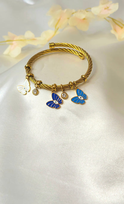 Antitarnish 18K Gold-Plated Butterfly Charm Bracelet