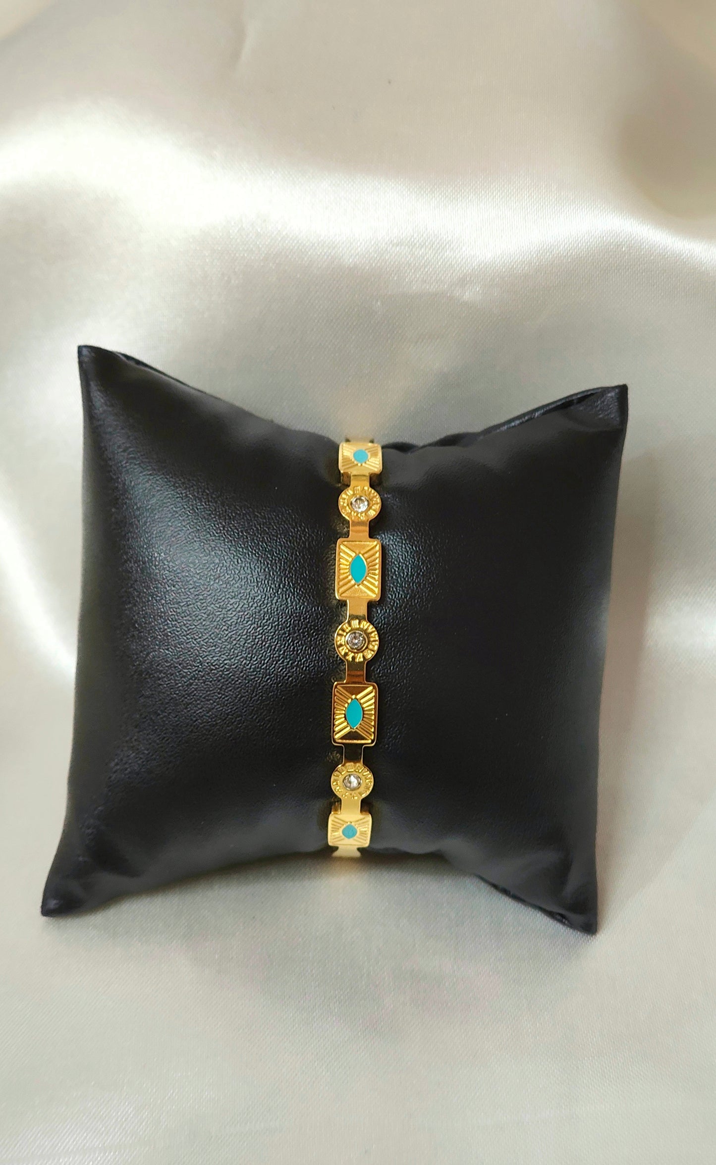 Enamel Studded antitarnish Gold-Plated Bracelet