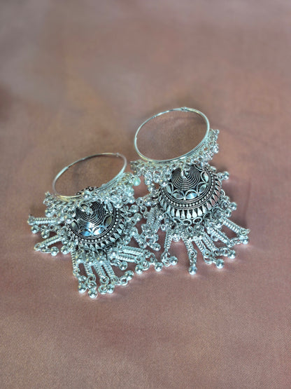 Silver Oxidized Hoop Jhumka – Traditional Design for Ethnic Wear