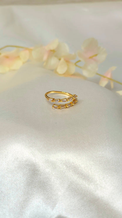 Anti-Tarnish Gold Floral Adjustable Ring