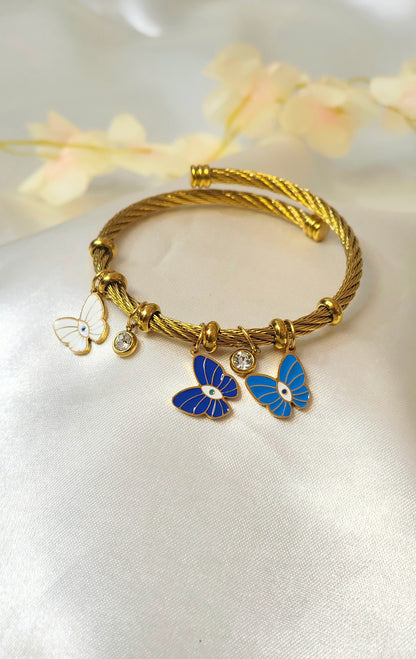 Antitarnish 18K Gold-Plated Butterfly Charm Bracelet