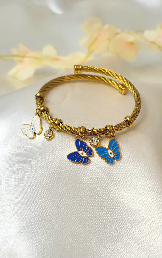 Antitarnish 18K Gold-Plated Butterfly Charm Bracelet