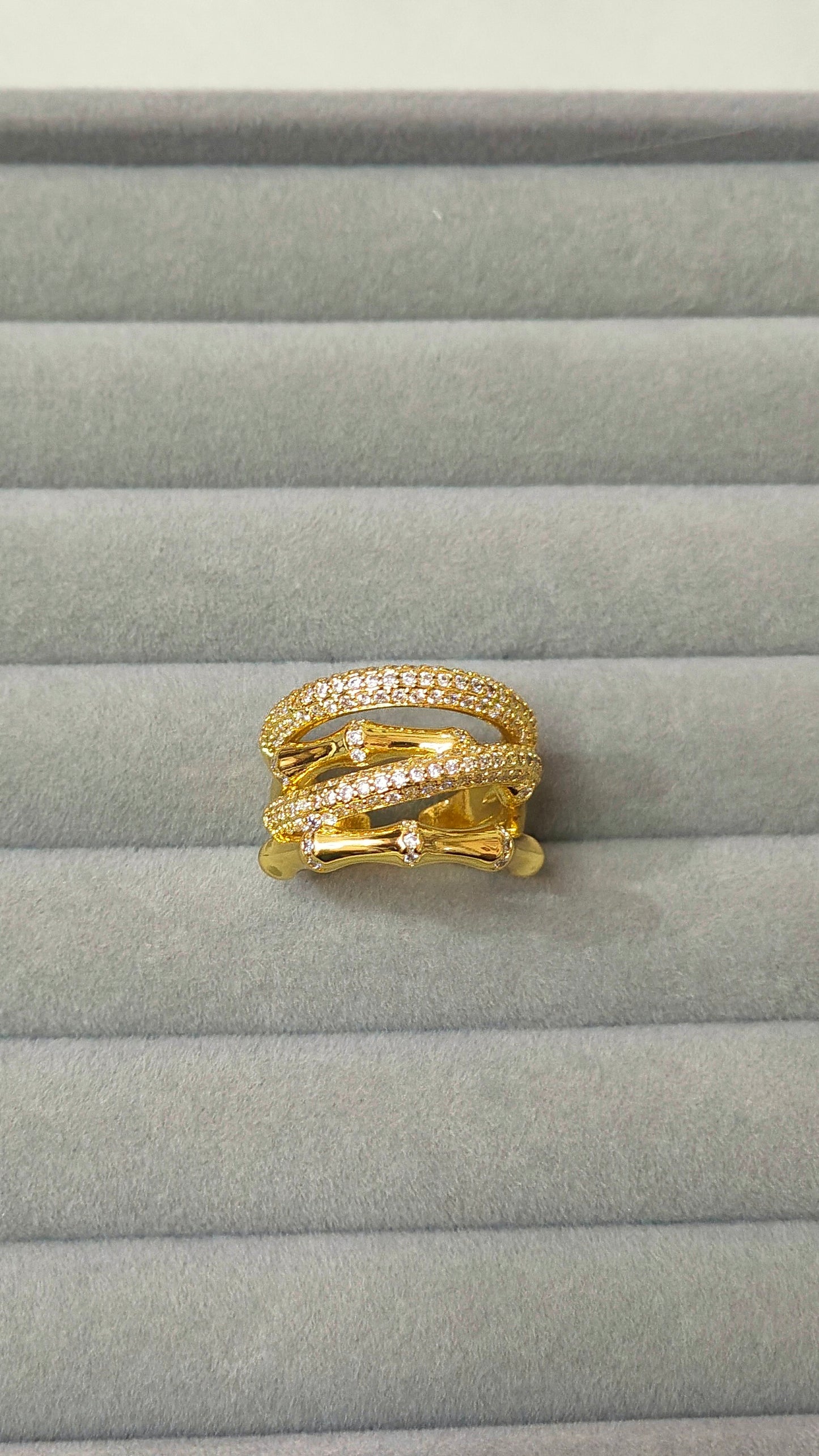 Anti-Tarnish 18k Gold plated Bamboo Statement Ring
