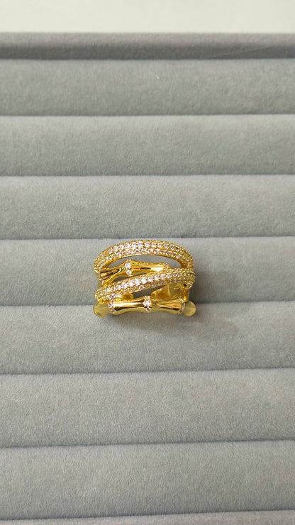 Anti-Tarnish 18k Gold plated Bamboo Statement Ring