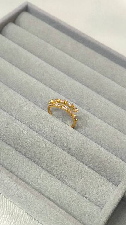 Anti-Tarnish Gold Floral Adjustable Ring