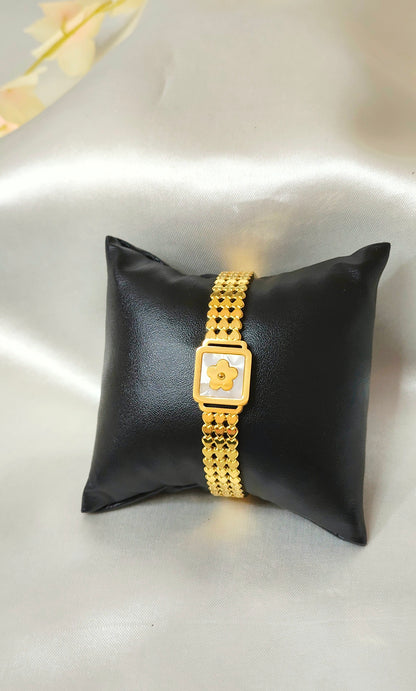 18K Gold-Plated Floral Motif Bracelet