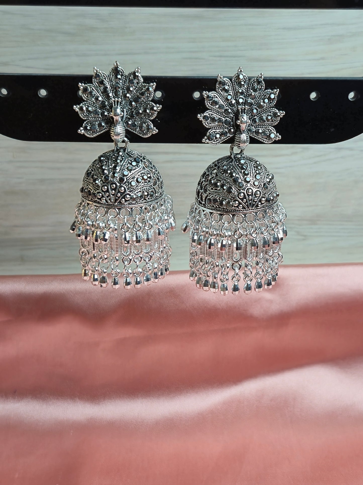 Oxidized Silver Peacock Jhumka – Antique Statement Dangler with Ghungroo