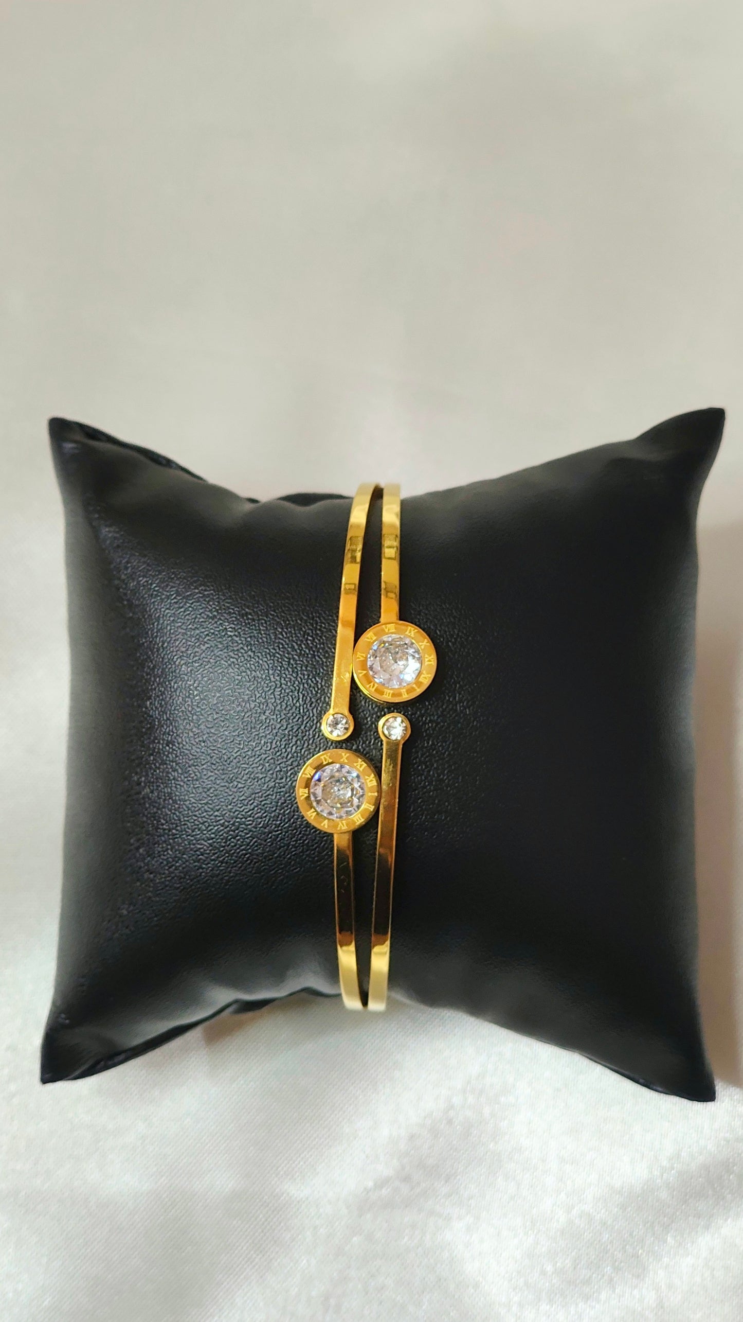 Elegant Twin Solitaire Gold-Plated Bracelet