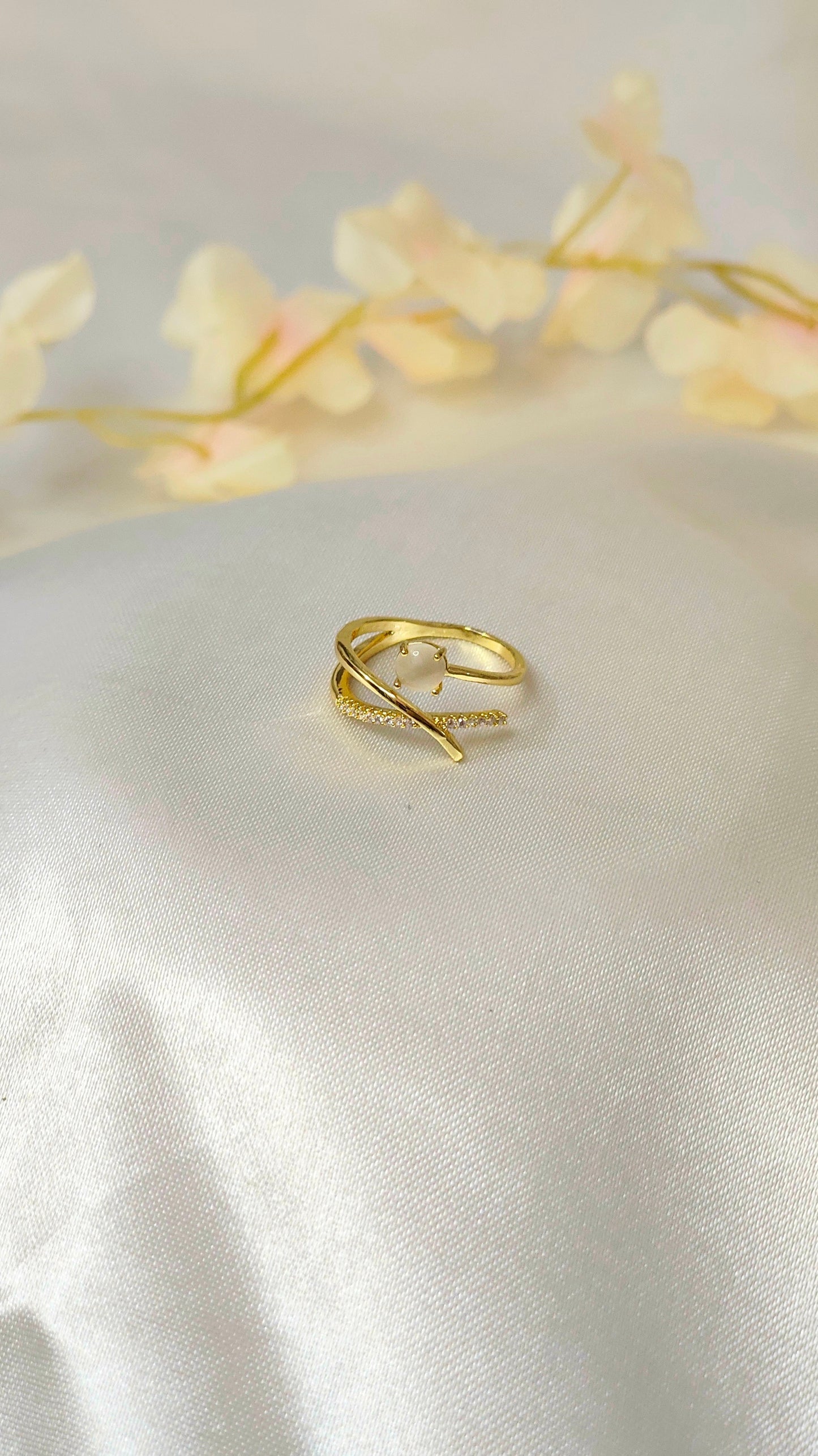 Gold-Plated Crossover Solitaire CZ Ring