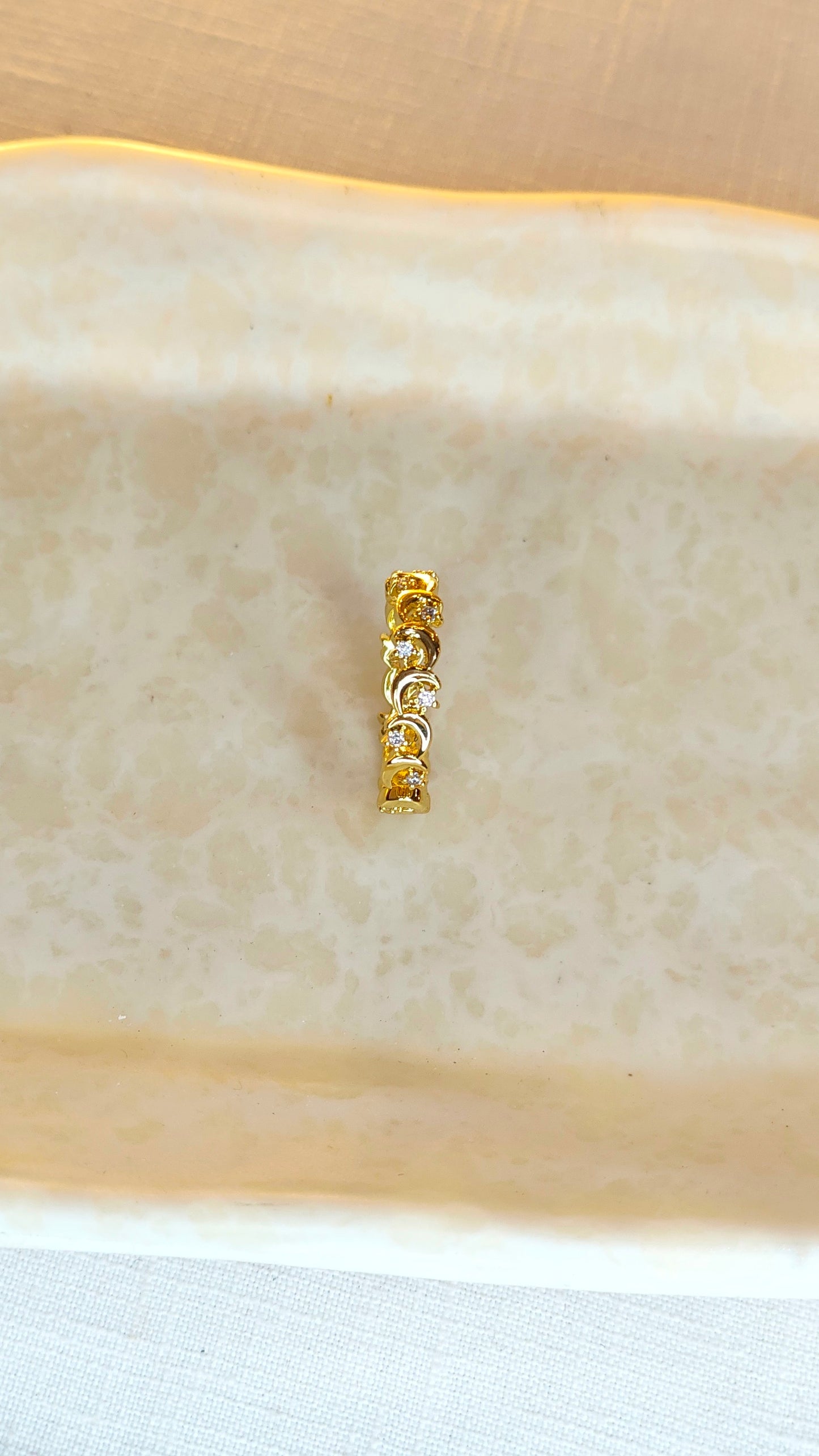 Star & moon pattern anti tranish gold plated ring