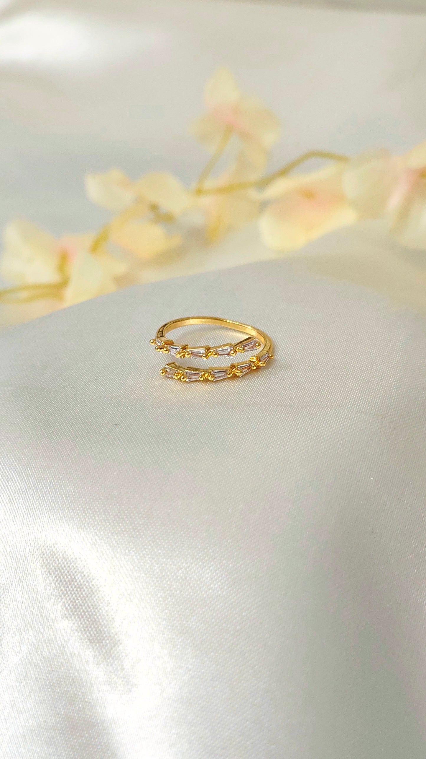 Anti-Tarnish Gold Floral Adjustable Ring