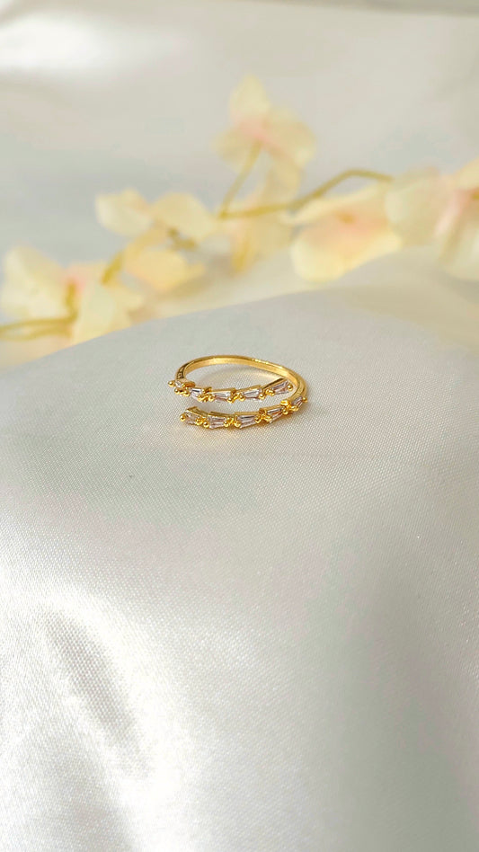 Anti-Tarnish Gold Floral Adjustable Ring