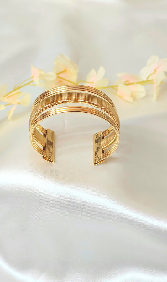 Gold-Plated Classic Textured Cuff Bracelet