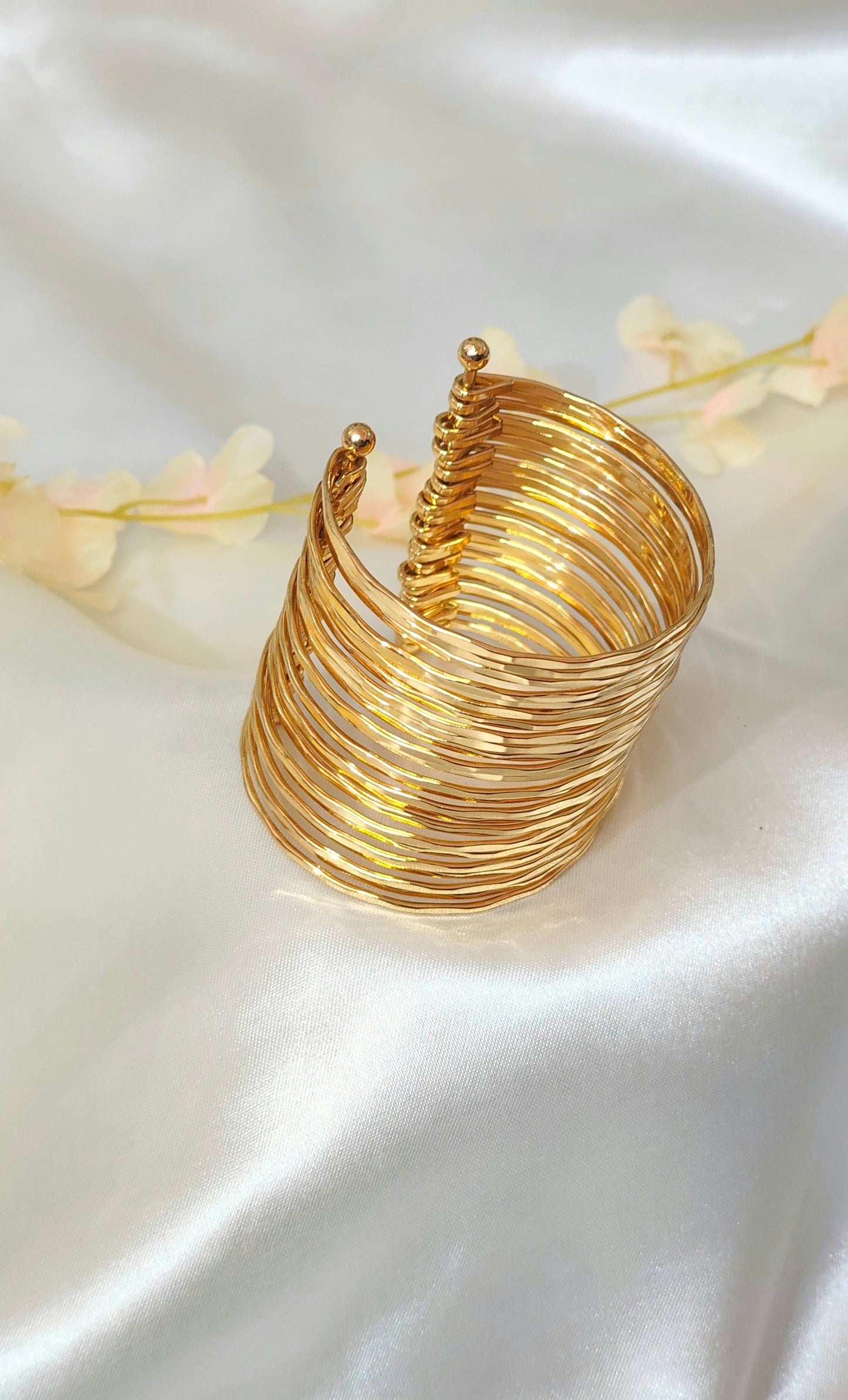 Gold-Plated Geometric Open Cuff Bracelet