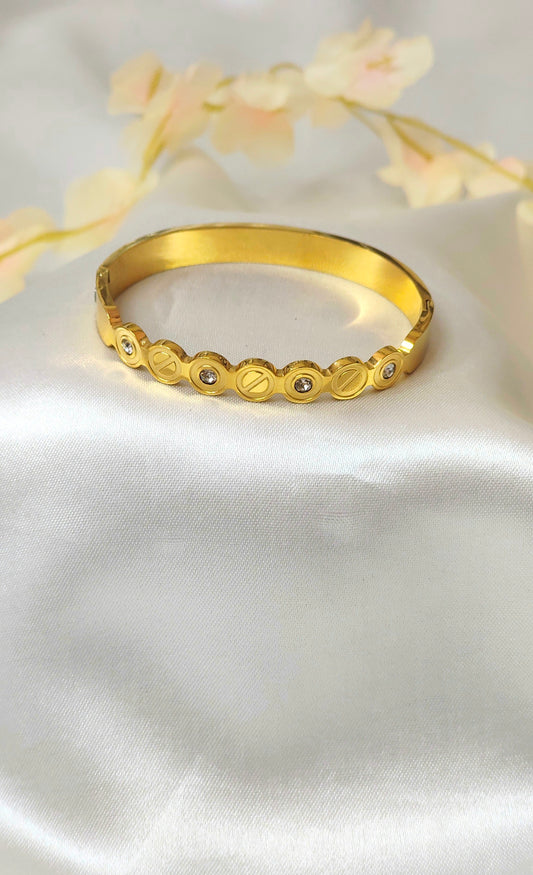 Chic Geometric Studded Gold-Plated Bracelet