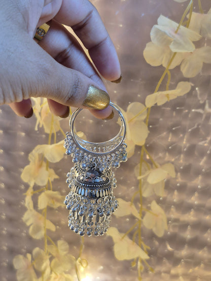 Silver Oxidized Hoop Jhumka – Traditional Design for Ethnic Wear