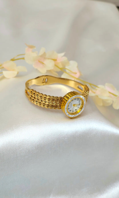 Elegant 18k Gold-Plated Bracelet Watch for Women