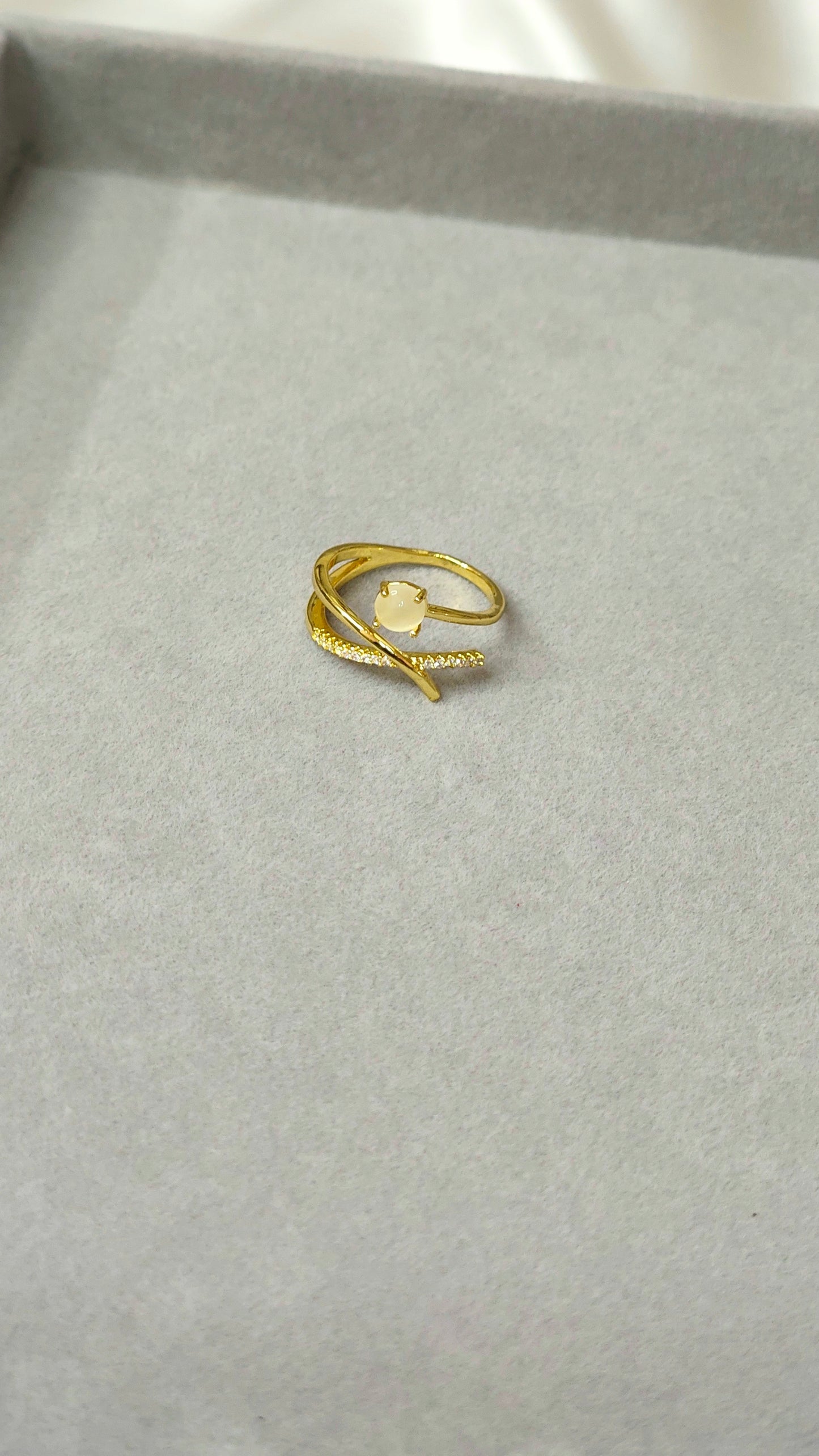 Gold-Plated Crossover Solitaire CZ Ring