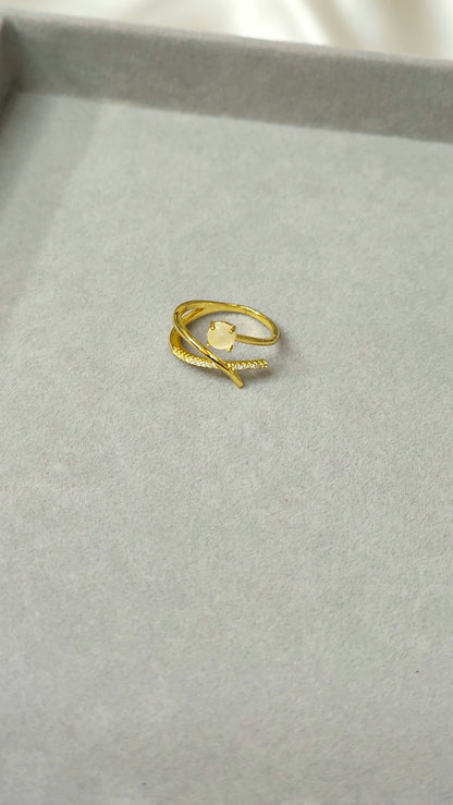 Gold-Plated Crossover Solitaire CZ Ring
