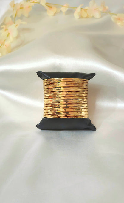 Gold-Plated Geometric Open Cuff Bracelet