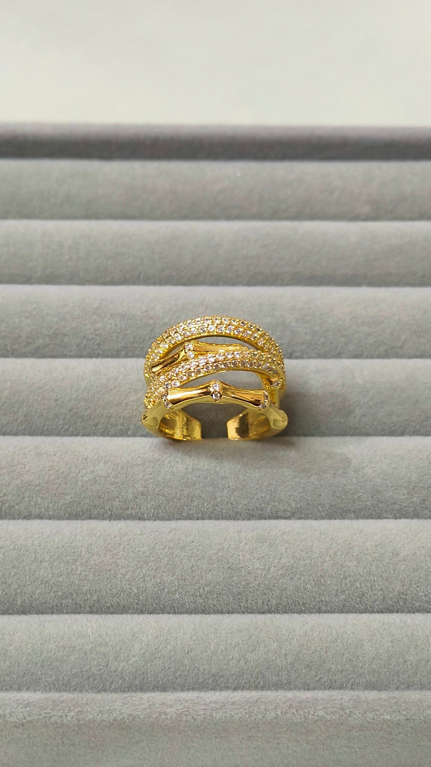 Anti-Tarnish 18k Gold plated Bamboo Statement Ring