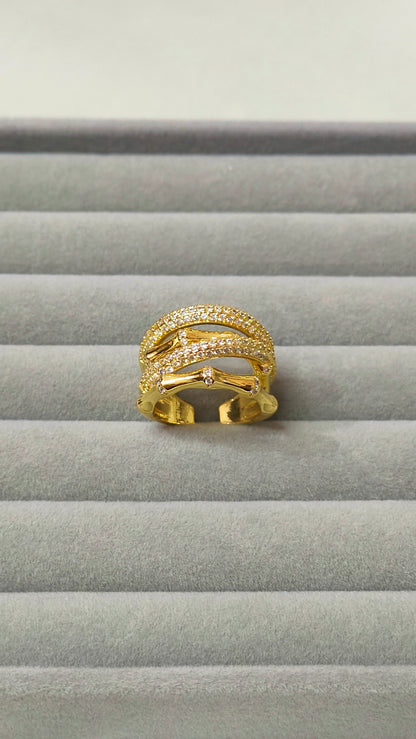 Anti-Tarnish 18k Gold plated Bamboo Statement Ring
