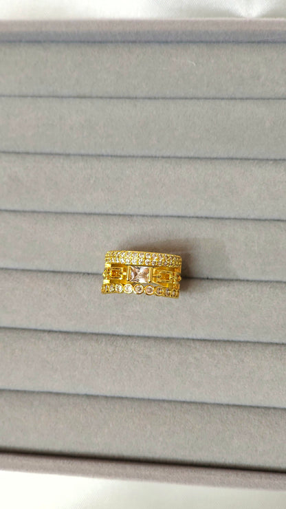 18k Gold plated Geometric Anti-Tarnish Crystal Ring