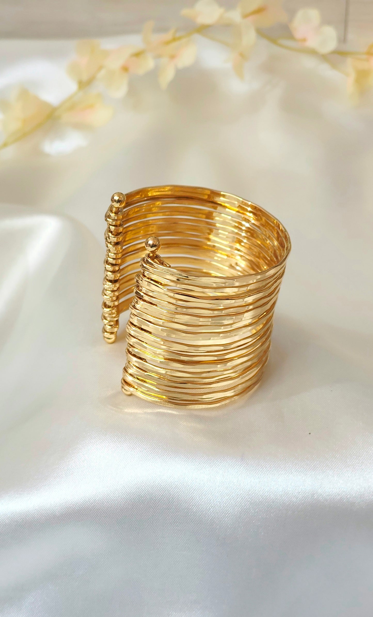 Gold-Plated Geometric Open Cuff Bracelet